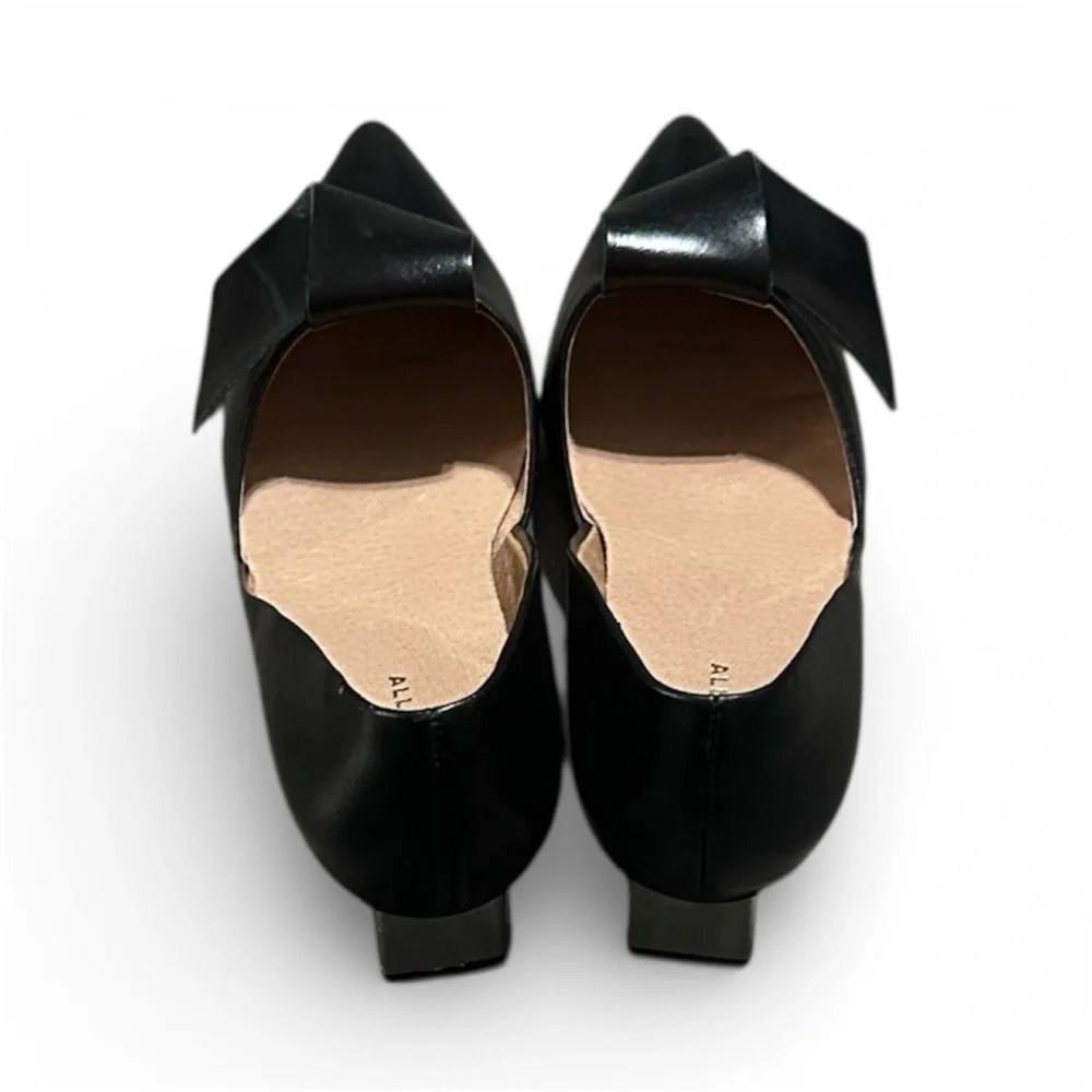 Like New Luxury Black Leather Wedge Heels – Half Bow – $215 Retail.